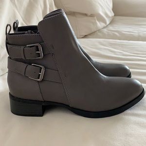 Gray Moto ankle boot